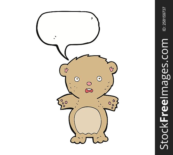 Frightened Teddy Bear Cartoon With Speech Bubble