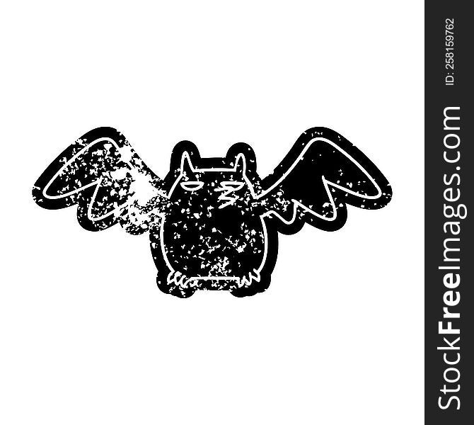 grunge distressed icon of a night bat. grunge distressed icon of a night bat