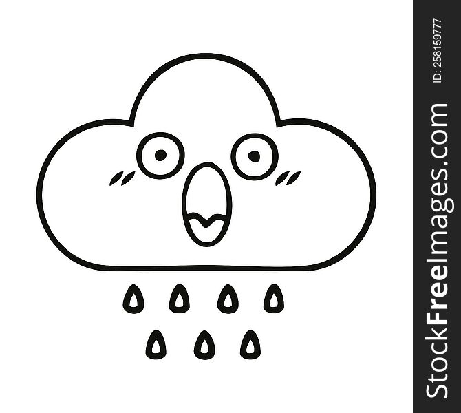 Line Drawing Cartoon Rain Cloud