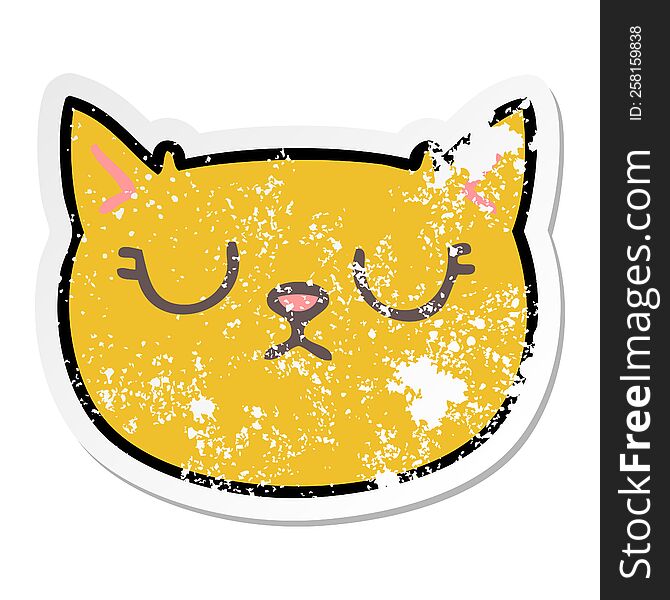 Distressed Sticker Of A Quirky Hand Drawn Cartoon Crying Cat