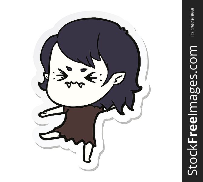 Sticker Of A Annoyed Cartoon Vampire Girl