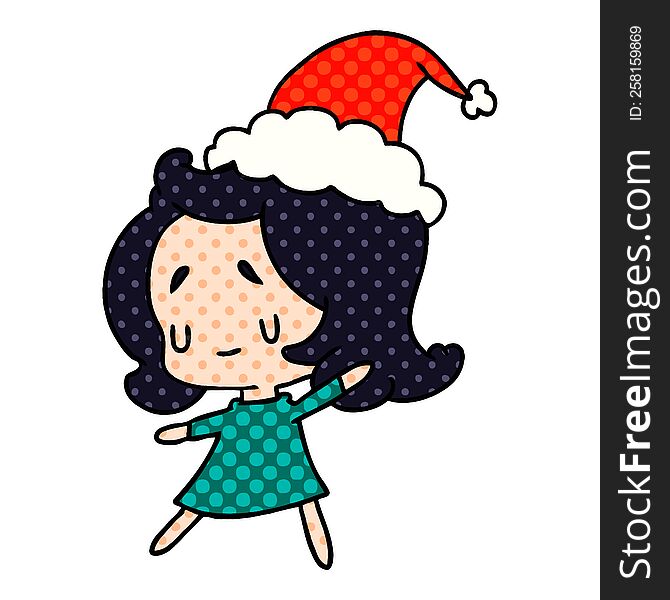 christmas cartoon of kawaii girl