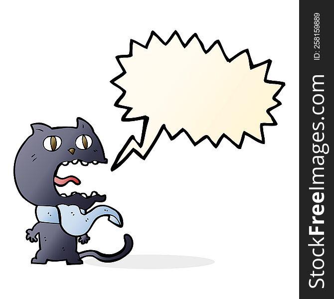 Cartoon Frightened Cat With Speech Bubble