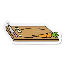 Free Sticker Cartoon Doodle Of Vegetable Chopping Board Stock Image - 258160721