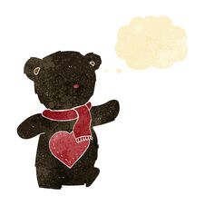 Cartoon White Teddy Bear With Love Heart With Thought Bubble Royalty Free Stock Photography