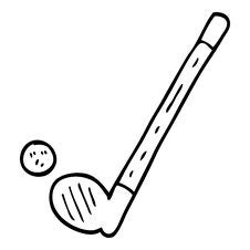 Line Drawing Cartoon Golf Club And Ball Stock Photography