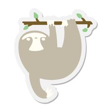 Sloth Hanging From Branch Sticker Stock Image