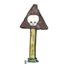 Cartoon Spooky Skull Signpost Stock Image