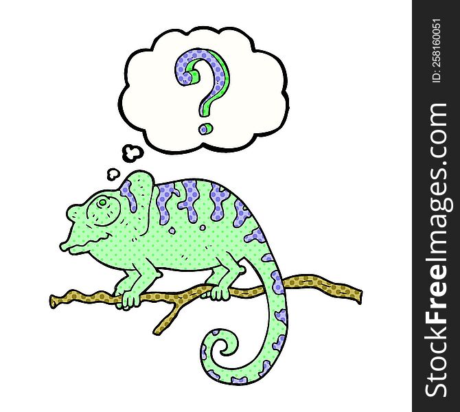 Thought Bubble Cartoon Curious Chameleon