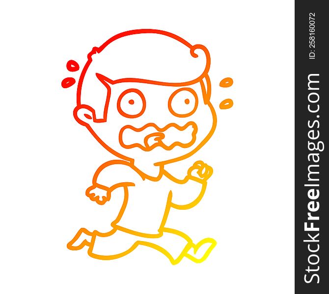 Warm Gradient Line Drawing Cartoon Man Totally Stressed Out