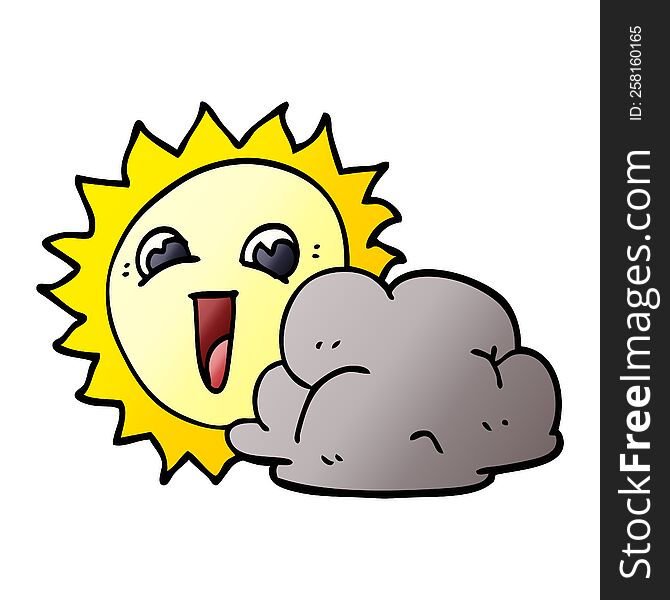 cartoon doodle sun and cloud