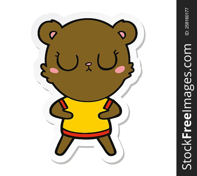 Sticker Of A Peaceful Cartoon Bear