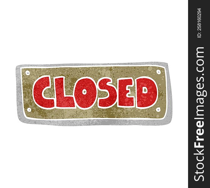 retro cartoon closed shop sign