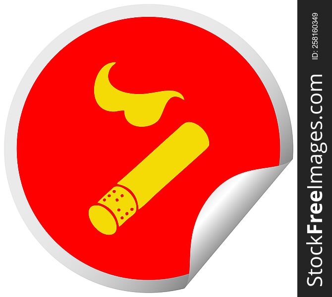 Circular Peeling Sticker Cartoon Smoking Cigarette