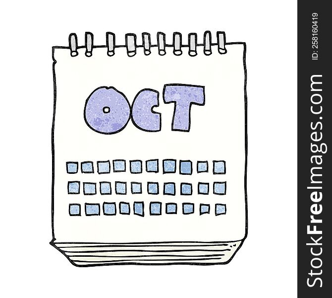 Textured Cartoon Calendar Showing Month Of October
