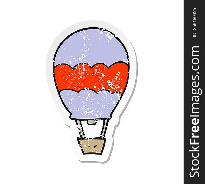 retro distressed sticker of a cartoon hot air balloon