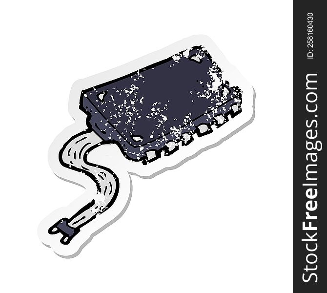 retro distressed sticker of a cartoon computer chip