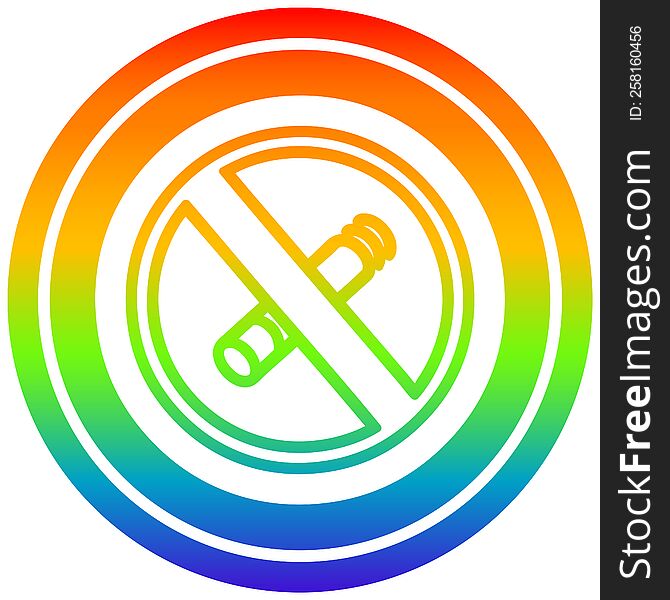 no smoking circular icon with rainbow gradient finish. no smoking circular icon with rainbow gradient finish