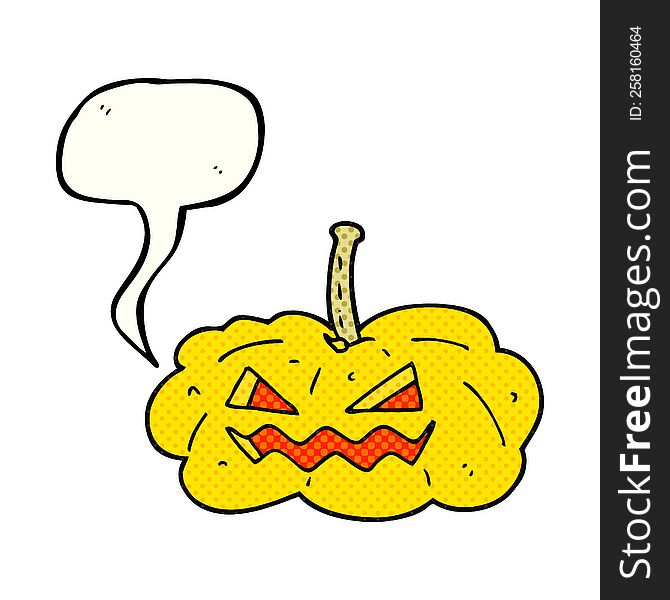 Comic Book Speech Bubble Cartoon Halloween Pumpkin