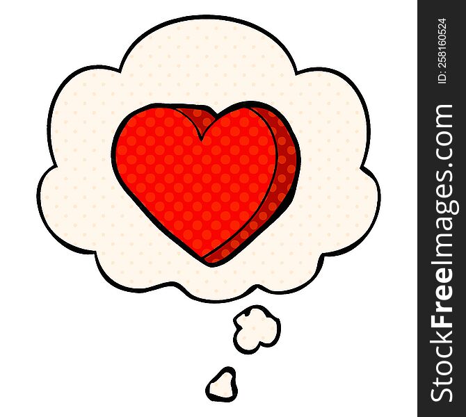 Cartoon Love Heart And Thought Bubble In Comic Book Style