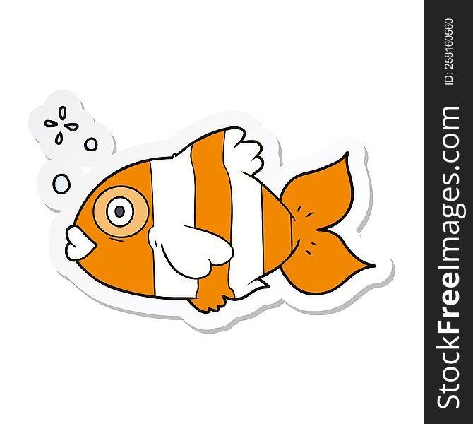 sticker of a cartoon exotic fish