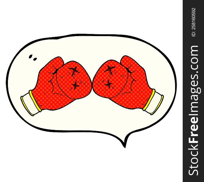 freehand drawn comic book speech bubble cartoon boxing glove