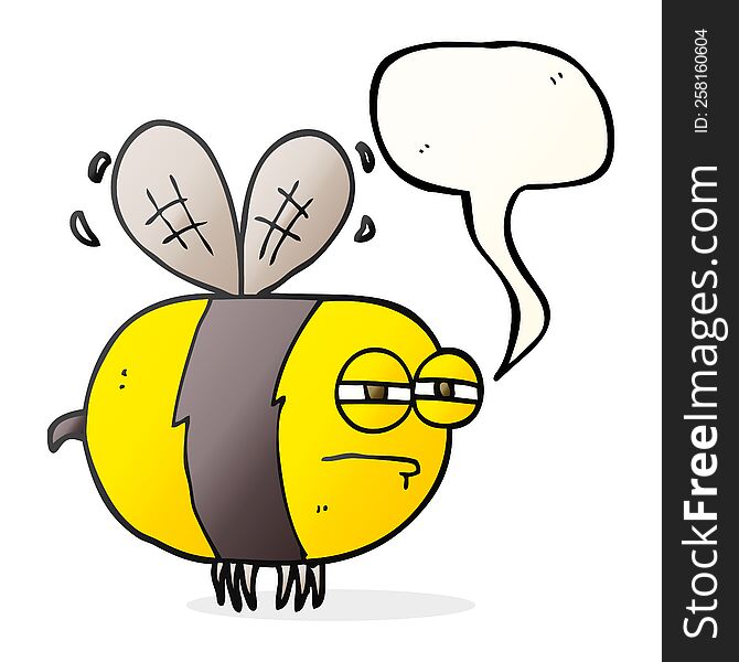 freehand drawn speech bubble cartoon unhappy bee