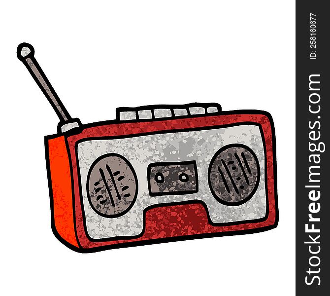 grunge textured illustration cartoon radio player