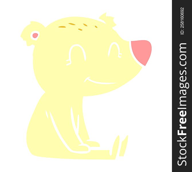 Sitting Bear Flat Color Style Cartoon