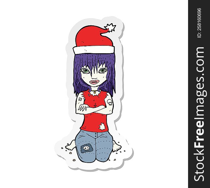 Sticker Of A Cartoon Christmas Vampire