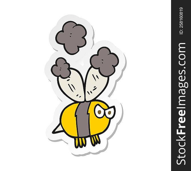 sticker of a cartoon angry bee
