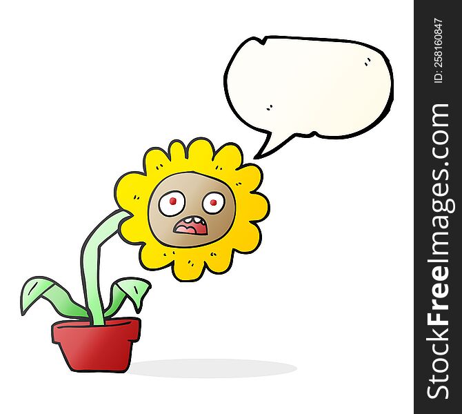 freehand drawn speech bubble cartoon sad flower