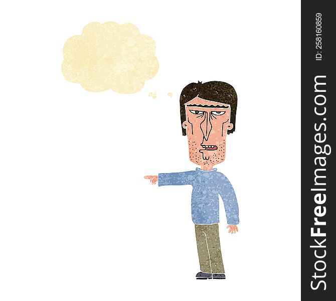 Cartoon Pointing Man With Thought Bubble