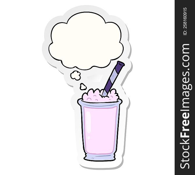 Cartoon Milkshake And Thought Bubble As A Printed Sticker