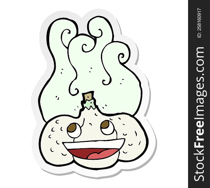 sticker of a cartoon happy garlic