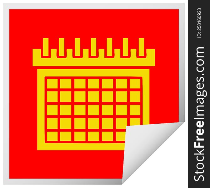 square peeling sticker cartoon of a work calendar