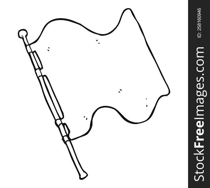 freehand drawn black and white cartoon white flag