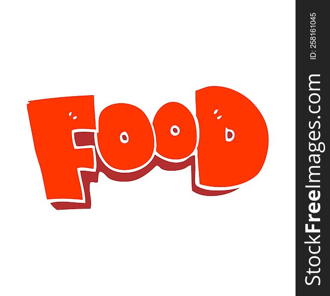 Flat Color Illustration Of A Cartoon Word Food