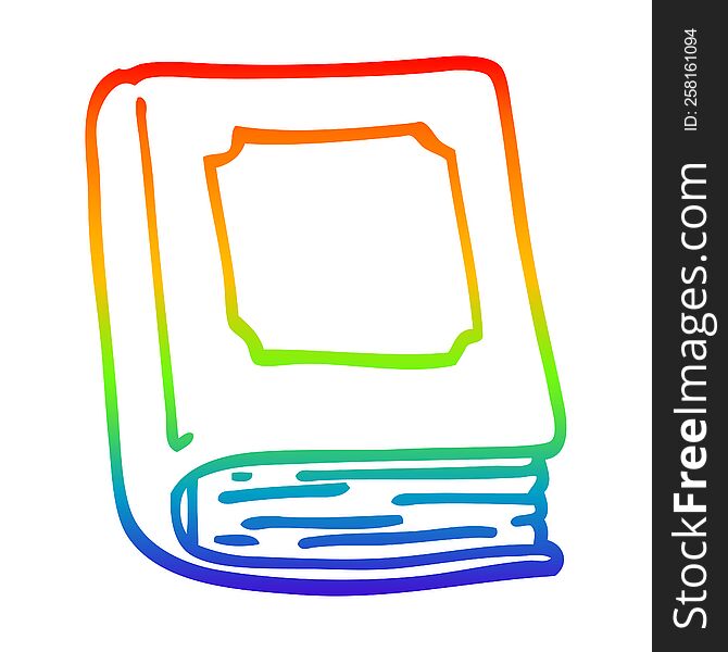 Rainbow Gradient Line Drawing Cartoon Closed Book