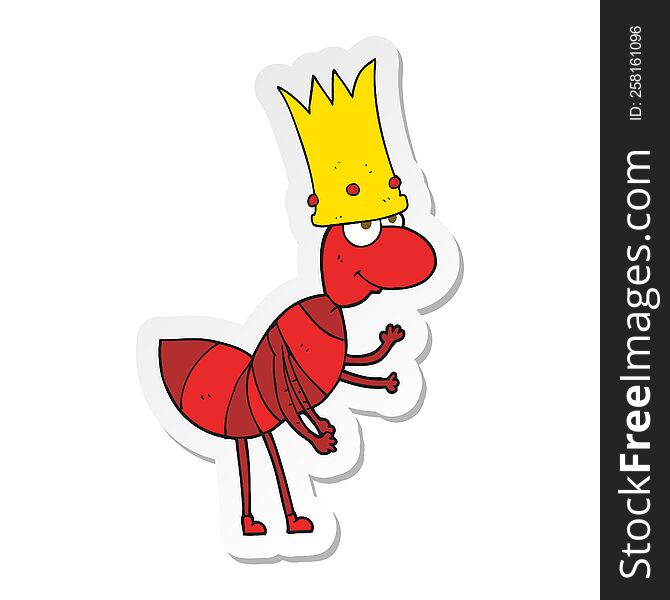 sticker of a cartoon ant queen