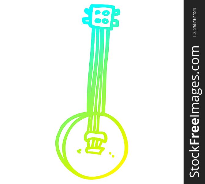 cold gradient line drawing of a cartoon old banjo