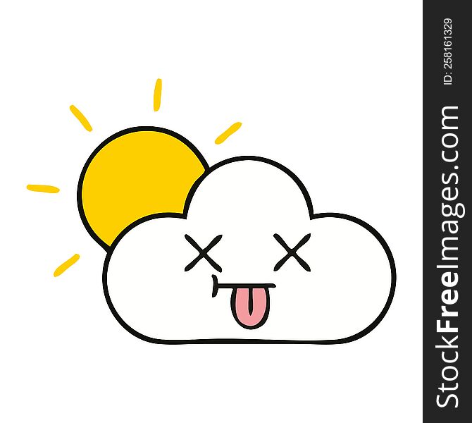 cute cartoon of a sunshine and cloud