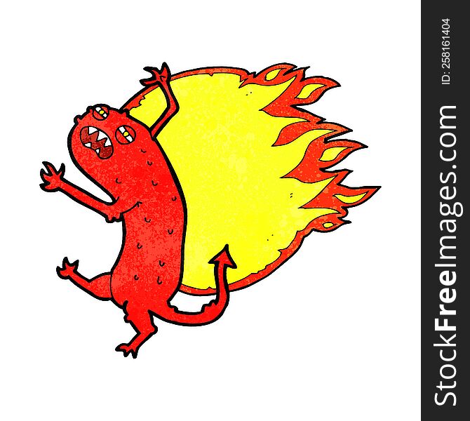 cartoon monster on fire
