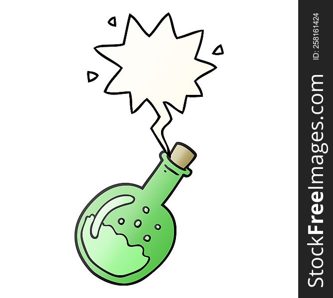 Cartoon Potion And Speech Bubble In Smooth Gradient Style