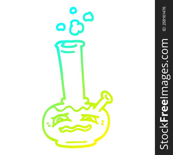 cold gradient line drawing of a cartoon bong