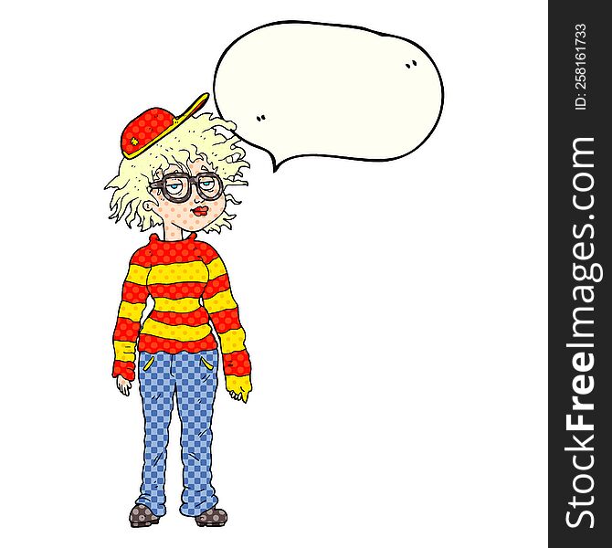 comic book speech bubble cartoon geeky girl