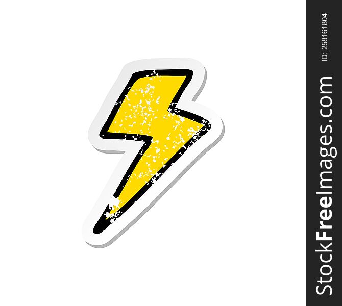 distressed sticker of a cartoon lightning bolt