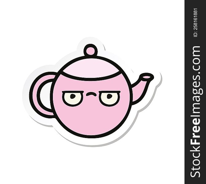 sticker of a cute cartoon teapot