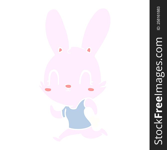 Cute Flat Color Style Cartoon Rabbit Running