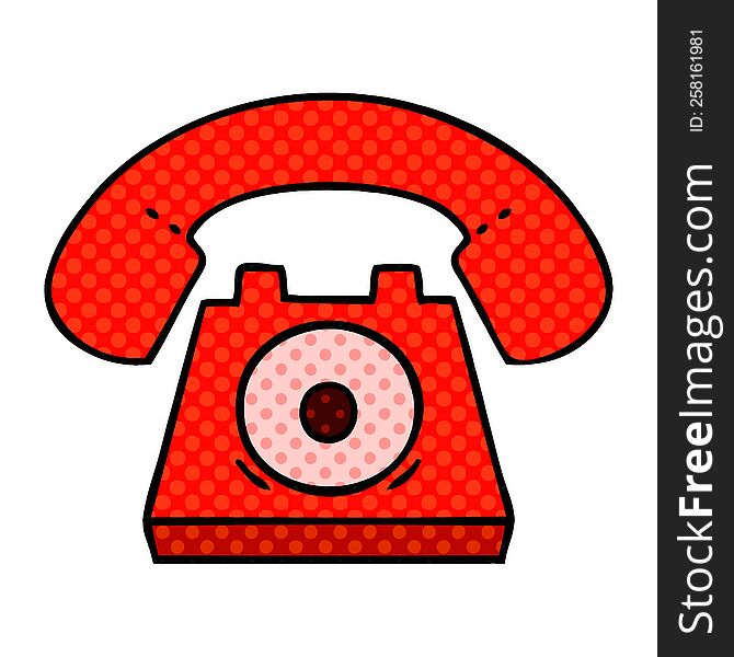 comic book style cartoon of a red telephone
